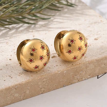 Серьги-кольца из нержавеющей стали 304 со стразами EJEW-M041-01G-05-1