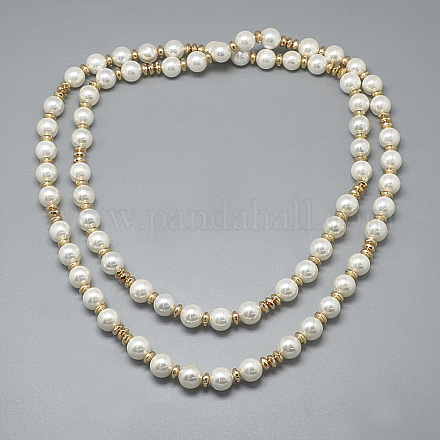 Collares de perlas de concha de perlas de dos niveles NJEW-T007-19-1