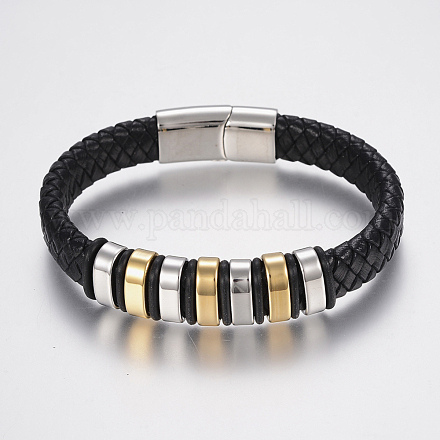 Bracelets en cuir tressé X-BJEW-H560-69-1