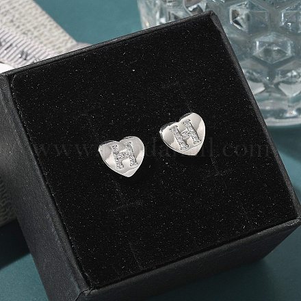 Серьги-гвоздики из латуни с микропаве из прозрачного кубического циркония EJEW-K299-01P-H-1