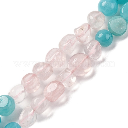 Нити бусин из натурального амазонита и розового кварца G-L610-B01-01-1