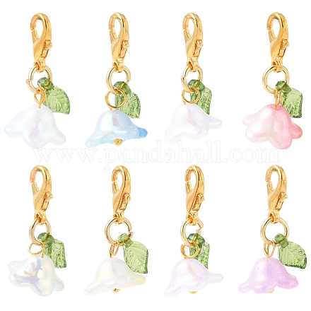 8 шт. 8-х цветные акриловые подвесные украшения-цветы HJEW-FS00034-04-1