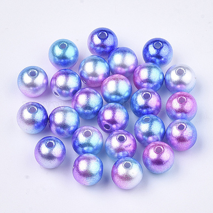 Perles en plastique imitation perles arc-en-abs OACR-Q174-4mm-06-1