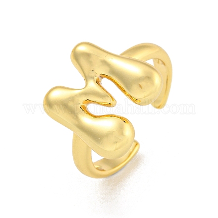 Латунные открытые манжеты с буквами для женщин RJEW-G313-01M-G-1