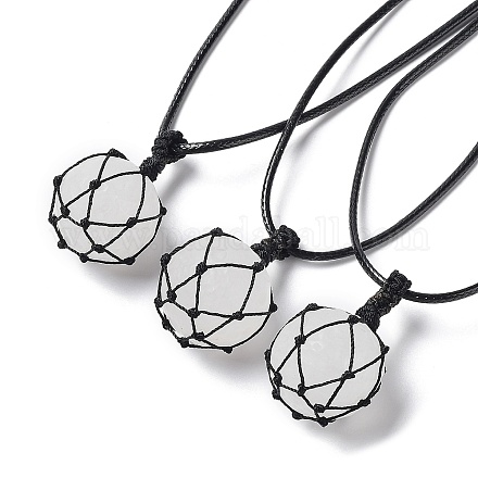 Круглое колье с подвеской из натурального розового кварца NJEW-H009-02-01-1