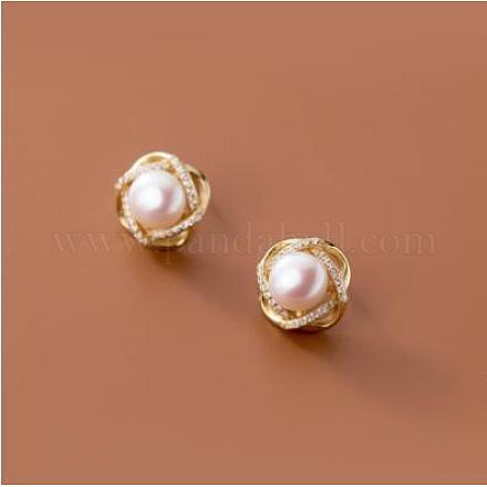 Boucles d'oreilles fleur de perle naturelle JE1116A-1