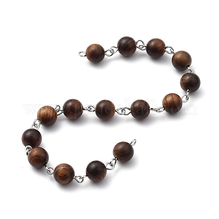 Handmade Wooden Beads Chains AJEW-JB00746-03-1