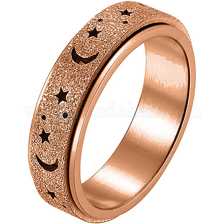 Stainless Steel Moon and Star Rotatable Finger Ring MOST-PW0001-005D-04-1