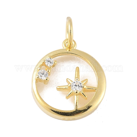 925 кольцо из стерлингового серебра с прозрачными кубическими цирконами и подвесками в виде звезд STER-R013-10G-1