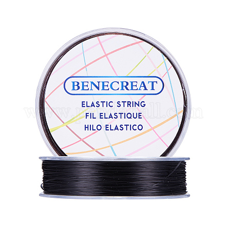 Benecreat 100m 0.8mm elastischer Stretchfaserfaden für Perlenschmuck Basteln (schwarz) EW-BC0001-01A-1