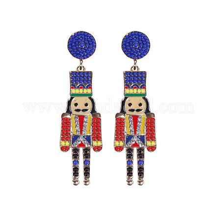 Серьги-гвоздики из сплава с эмалью в форме мультяшного солдата FS-WGA682D-02-1