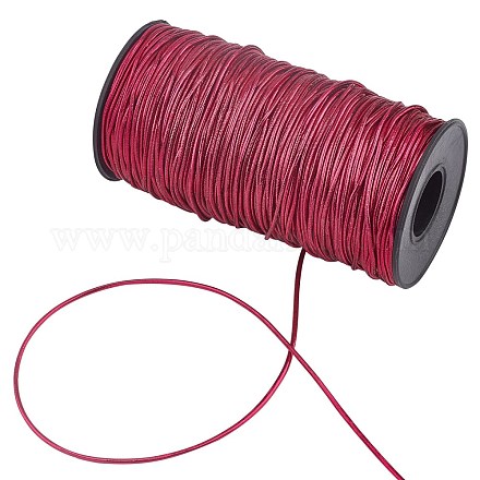 金色の絹の弾性糸  ラテックス糸とプラスチックスプール付き  パープル  1.5mm  100 m /ロール EW-WH0003-10B-01-1