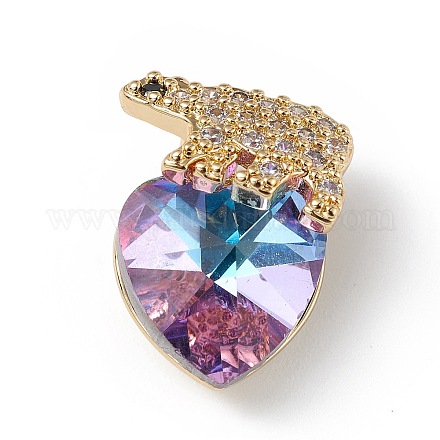 Настоящие 18-каратные позолоченные подвески из латуни с микропаве из прозрачного кубического циркония KK-C015-06G-03-1