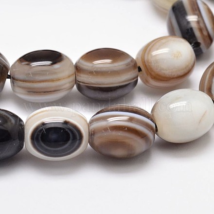 Naturel rayé agate teintée chapelets de perles ovales G-L288-01A-1