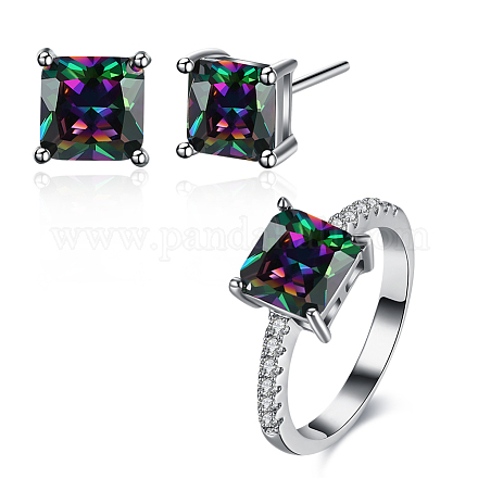 Laiton zircone cubique ensembles de bijoux de partie SJEW-BB18001-3-1