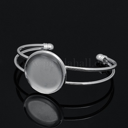 Fabrication de bracelets manchette en laiton et cabochons en verre transparent dôme/demi-rond DIY-X0218-1