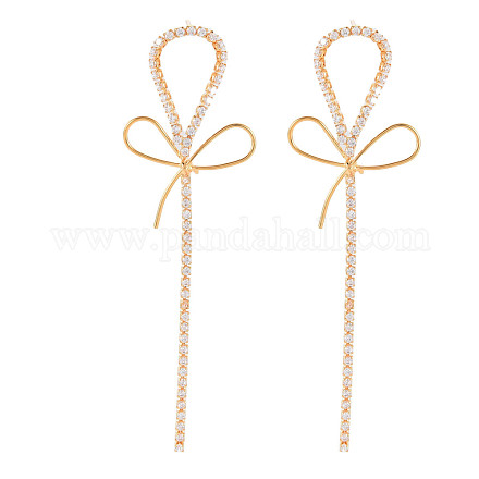 Bowknot Clear Cubic Zirconia Stud Earrings EJEW-S364-047-1
