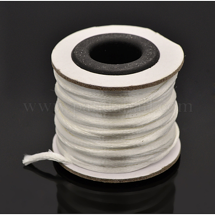マクラメラテール中国結び作り用コードラウンドナイロン編み込みひも糸  サテンコード  ホワイト  2mm  約10.93ヤード（10m）/ロール NWIR-O001-A-01-1