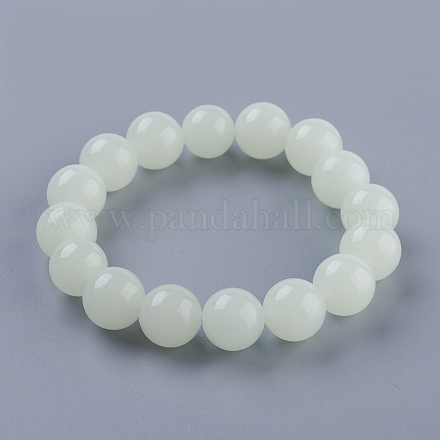 Bracelet extensible avec perles de pierre lumineuse synthétique BJEW-P203-8mm-01A-1