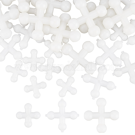 30 個 3 スタイルのプラスチック製の人形の関節  人形作りアクセサリー  ホワイト  21~38x21~38x7~11mm  10個/スタイル FIND-FG0001-77-1