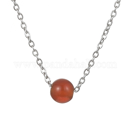 Ожерелья с подвесками из натурального сердолика и круглых бусин NJEW-JN04551-05-1