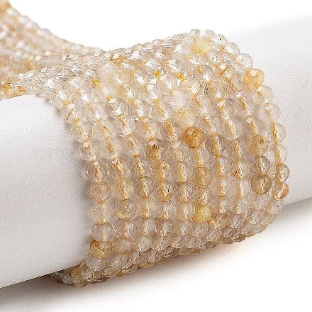 Нити бусин из натурального золота с рутилированным кварцем LS-G-G161-A17-05-1