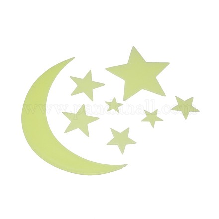 Kids Baby Room Wall Decorations Glow in the Dark Plastic Moon & Star Stickers AJEW-A023-02E-1