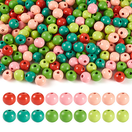 240шт 6 цвета натуральные деревянные бусины WOOD-TA0002-74E-1