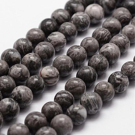 Chapelets de perles en pierre de carte/pierre picasso/picasso jasper naturelles  G-D840-60-4mm-1