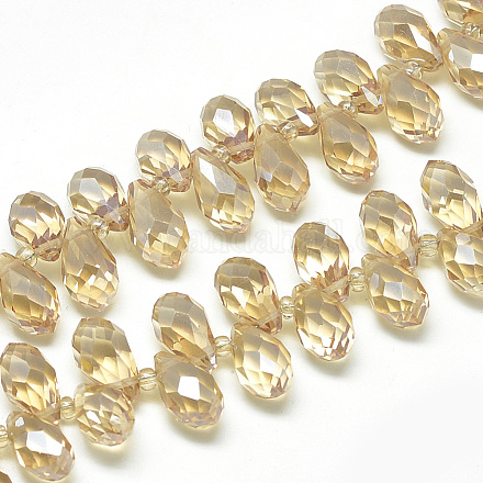 Electroplate Glass Beads Strands EGLA-S142-10x21mm-03-1
