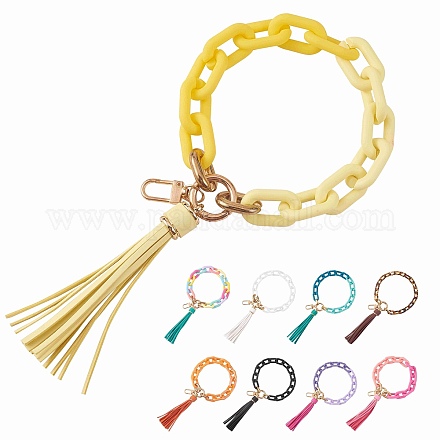 Porte-clés bracelet à maillons de chaîne HJEW-SW00013-01-1
