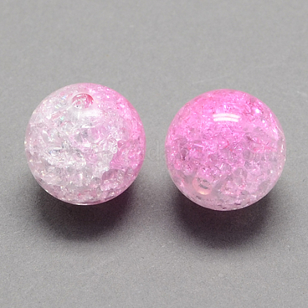 Two Tone Transparent Crackle Acrylic Beads CACR-R009-10mm-06-1