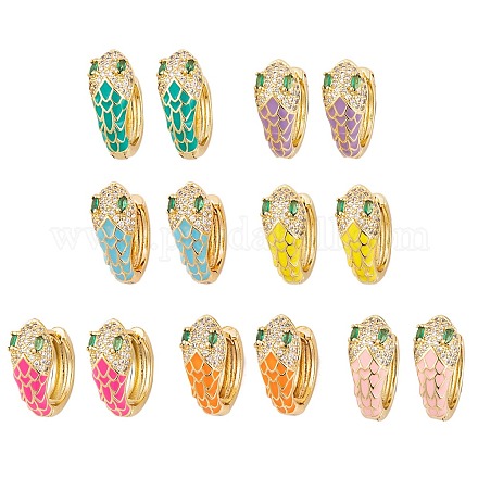 Серьги из латуни с микропаве и кубическим цирконием EJEW-E309-05G-1