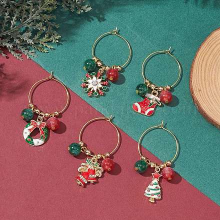 Рождественские подвески из эмали из сплава AJEW-JO00194-S-1