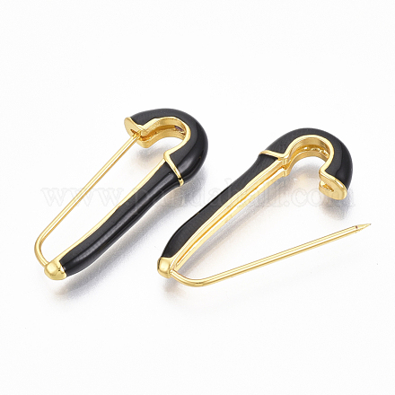 Brass Enamel Safety Pins Earrings JEWB-R015-01A-NF-1