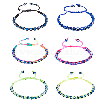 6шт 6 цвета смоляные браслеты с бусинами от сглаза набор BJEW-FI0001-46-1