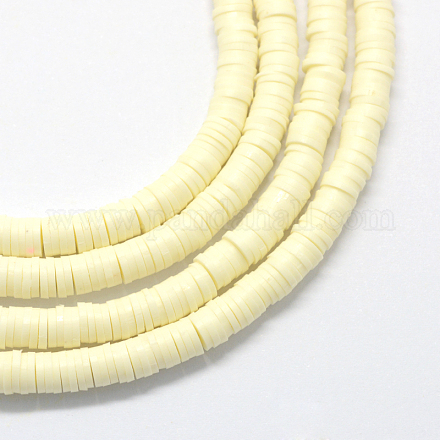 Flat Round Eco-Friendly Handmade Polymer Clay Bead Spacers X-CLAY-R067-4.0mm-21-1