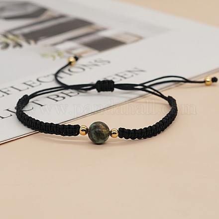 Synthetic Turquoise Round Braided Bead Bracelet IG5594-1-1