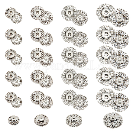 NBEADS 24 Sets Alloy Flower Snap Buttons FIND-NB0003-66P-1
