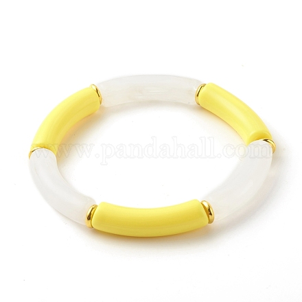 Bracciali elastici con perline in tubo acrilico BJEW-JB07778-01-1