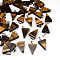 Triangle Natural Tiger Eye Pendants, with Platinum Tone Brass Findings, 22~25x14~15x5~7mm, Hole: 2x7mm