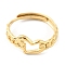 304 Stainless Steel Hollow Heart Adjustable Rings, Real 14K Gold Plated, Inner Diameter: 19mm
