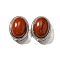 Natural Red Jasper Multi-Strand Links, Oval, Cadmium Free & Lead Free, Platinum, 21x16.5x11.5mm, Hole: 3mm