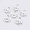 Brass Charms, Eye, Real Platinum Plated, 11.5x13x0.8mm, Hole: 1mm