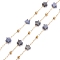 Ion Plating(IP) 304 Stainless Steel Satellite Chains, with Natural Sodalite Star Beaded, Unwelded, with Spool, Golden, 4x4x2mm