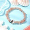 Natural Peach Moonstone Chips Beads Stretch Bracelets, with Synthetic Turquoise Turtle, Jewely for Women, Inner Diameter: 2-1/8 inch(5.4cm)