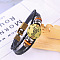 Imitation Leather Cord Triple Layer Multi-strand Bracelets, Flat Round Alloy Constellation Bracelets for Men Women, Taurus, 7-1/8 inch(18cm)