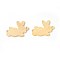 Brass Bunny Links connectors, Rack Plating, Rabbit Findings, Golden, 12.5x16x0.5mm, Hole: 0.5~0.8mm