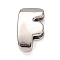 Brass Beads, Long-Lasting Plated, Rack Plating, Lead Free & Cadmium Free, Platinum, Letter F, 21x12x7mm, Hole: 18x4mm