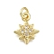 Brass Micro Pave Cubic Zirconia Pendants, Star, Long-Lasting Plated, Lead Free & Cadmium Free, Rack Plating, with Jump Ring, Real 18K Gold Plated, 14x11x2.5mm, Hole: 3.5mm